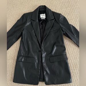 Women’s Abercrombie Black Vegan Leather Jacket (Barely Worn)